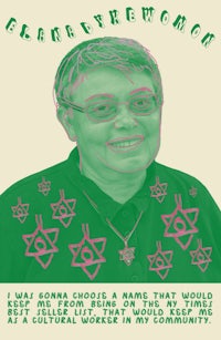 an image of a woman in green and pink